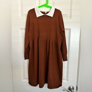 Girls Contrast Collar Knit Dress, Shein Kids